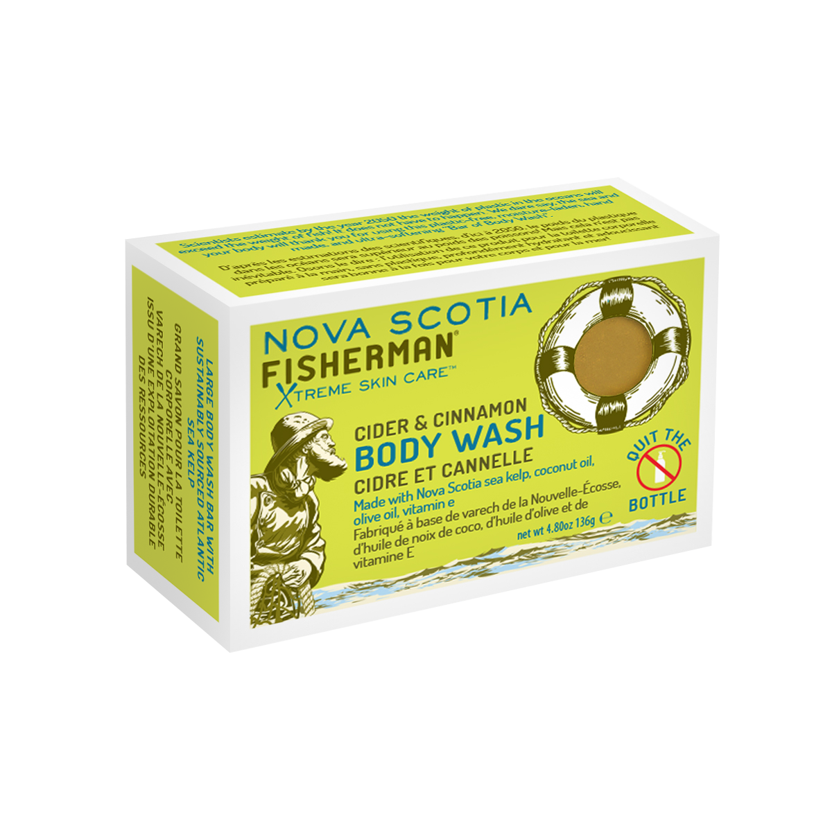 New! Body Wash Bar - Cider & Cinnamon - Nova Scotia Fisherman Sea Kelp Skincare
