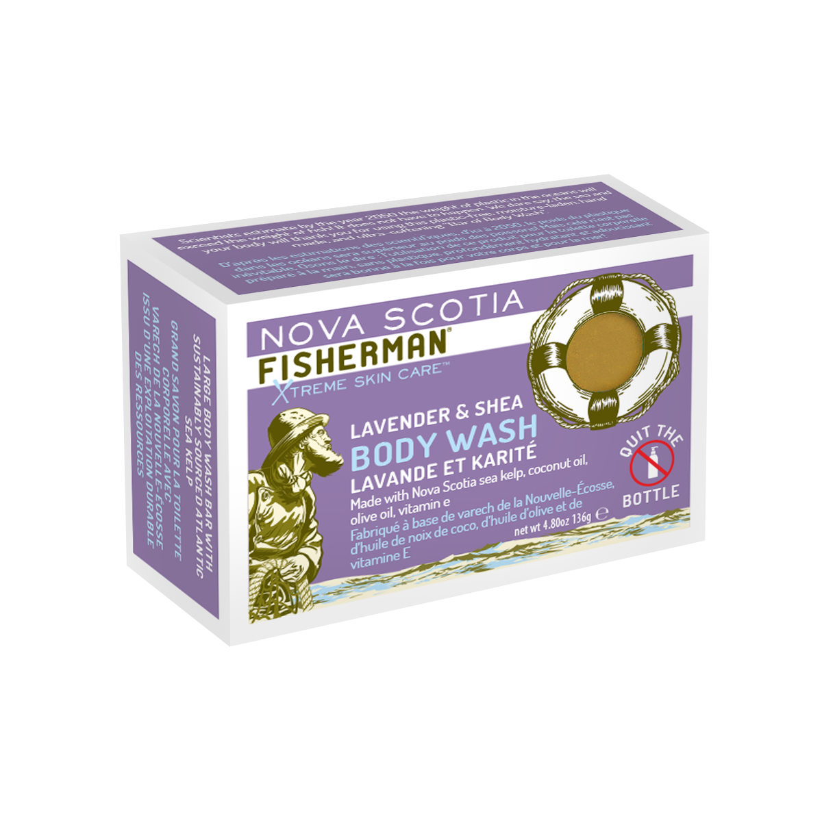 New! Body Wash Bar - Lavender & Shea - Nova Scotia Fisherman Sea Kelp Skincare