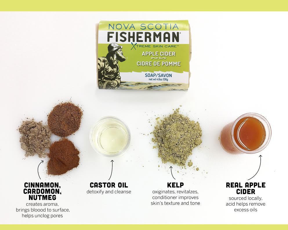 New! Body Wash Bar - Cider & Cinnamon - Nova Scotia Fisherman Sea Kelp Skincare 