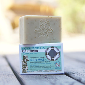 New! Body Wash Bar - Fundy Clay & Mint - Nova Scotia Fisherman Sea Kelp Skincare 