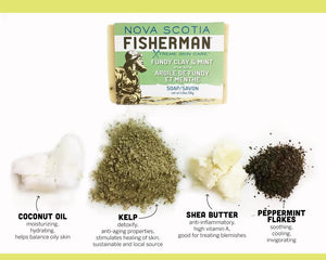 New! Body Wash Bar - Fundy Clay & Mint - Nova Scotia Fisherman Sea Kelp Skincare 