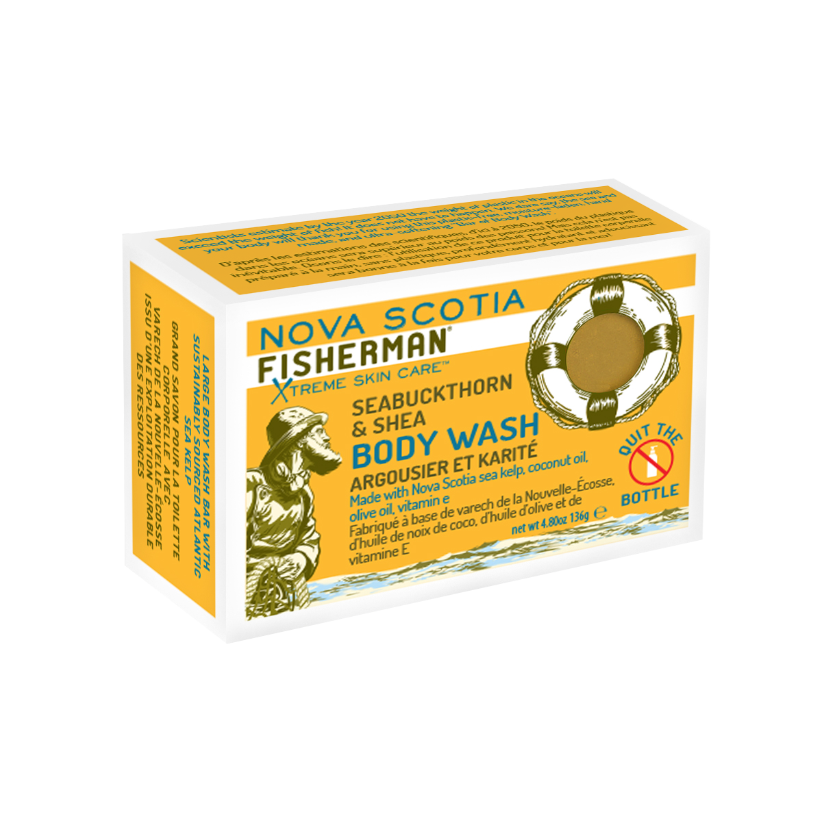 New! Body Wash Bar - Seabuckthorn and Shea - Nova Scotia Fisherman Sea Kelp Skincare 
