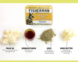 New! Body Wash Bar - Seabuckthorn and Shea - Nova Scotia Fisherman Sea Kelp Skincare 